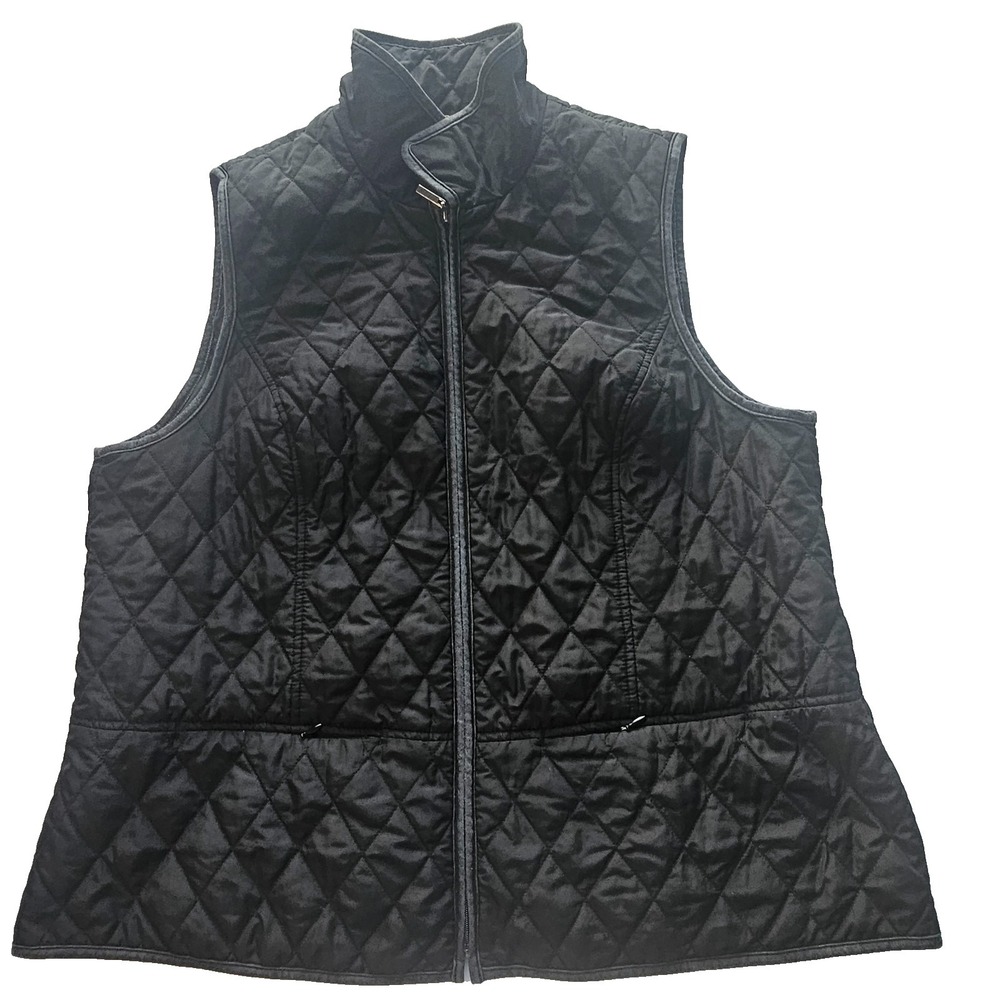Charter Club Black Vest Size 2XL Sleeveless Quilted Zipper - Picture 9 of 9